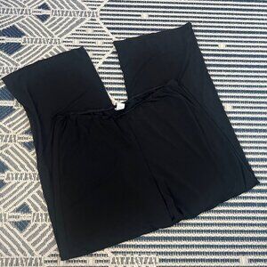 Chico's Women's Stretch Lightweight Elastic Waistband Black Wide Leg Pants